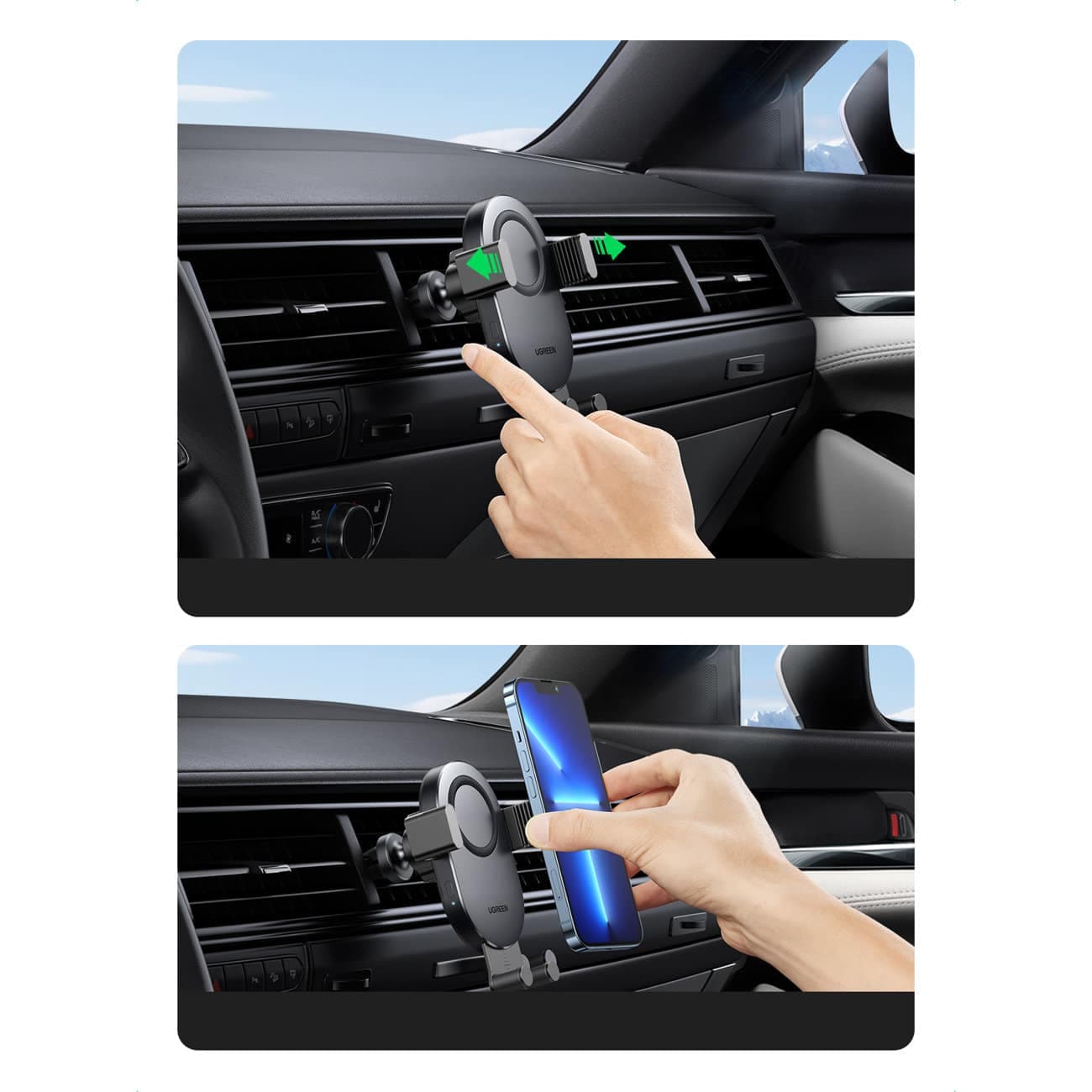 Ugreen Car Qi Wireless Charger 15W Car Phone Holder on Ventilation Grille Μαύρο (40118 CD256) 6