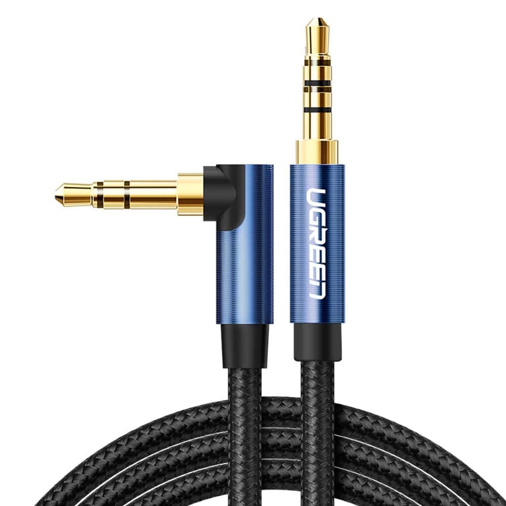 Ugreen angled AUX cable 2 x mini jack 3.5 mm 1m Μπλέ (AV112)