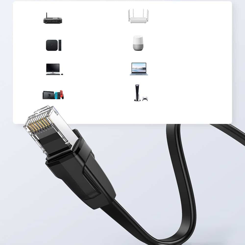 Ugreen LAN Ethernet Cat.8 U / FTP cable flat 1m Μαύρο (NW134) 14