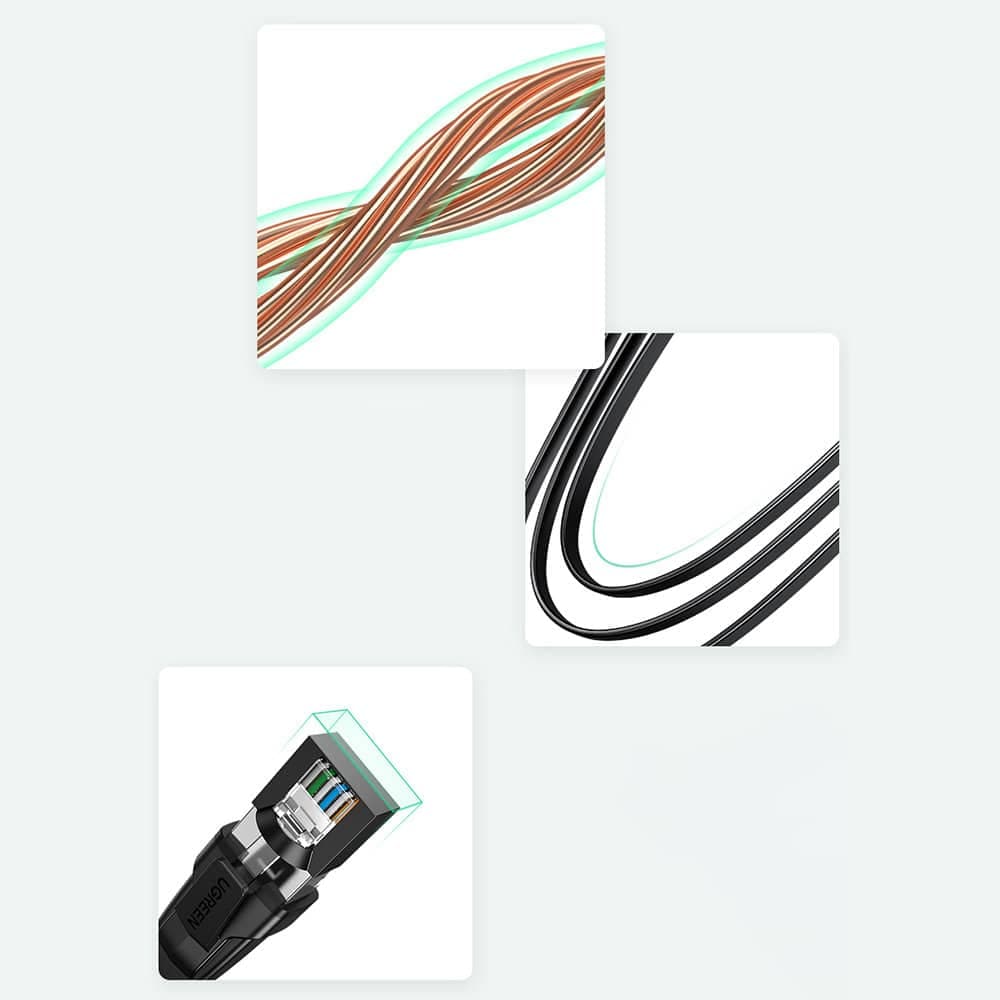 Ugreen LAN Ethernet Cat.8 U / FTP cable flat 1m Μαύρο (NW134) 11
