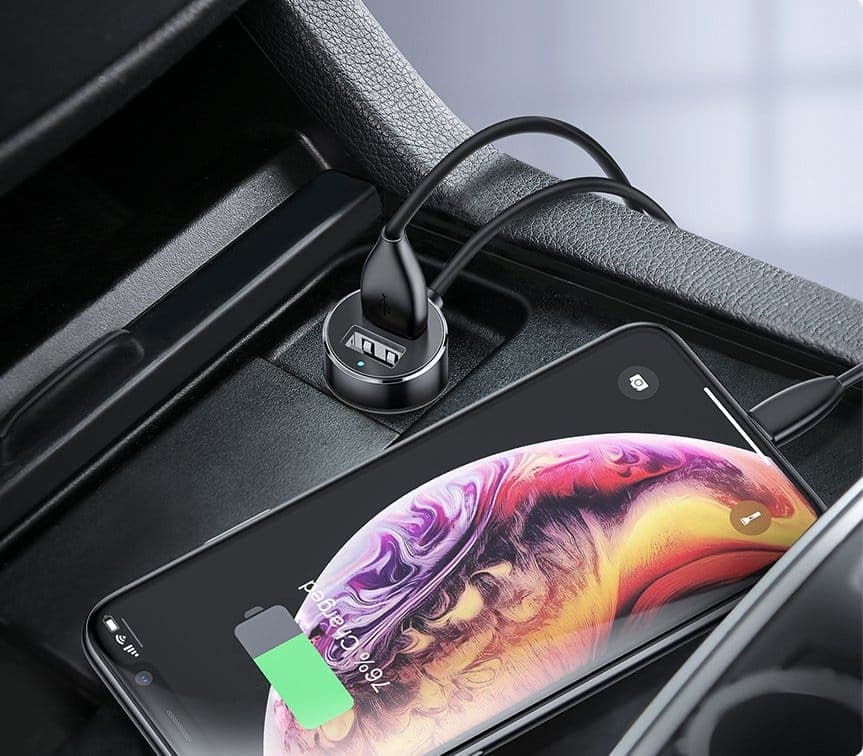 Baseus Car Charger Splitter 2x USB 3.1A 17W + 2x Cigarette Lighter Socket 80W black (CRDYQ-01) 12