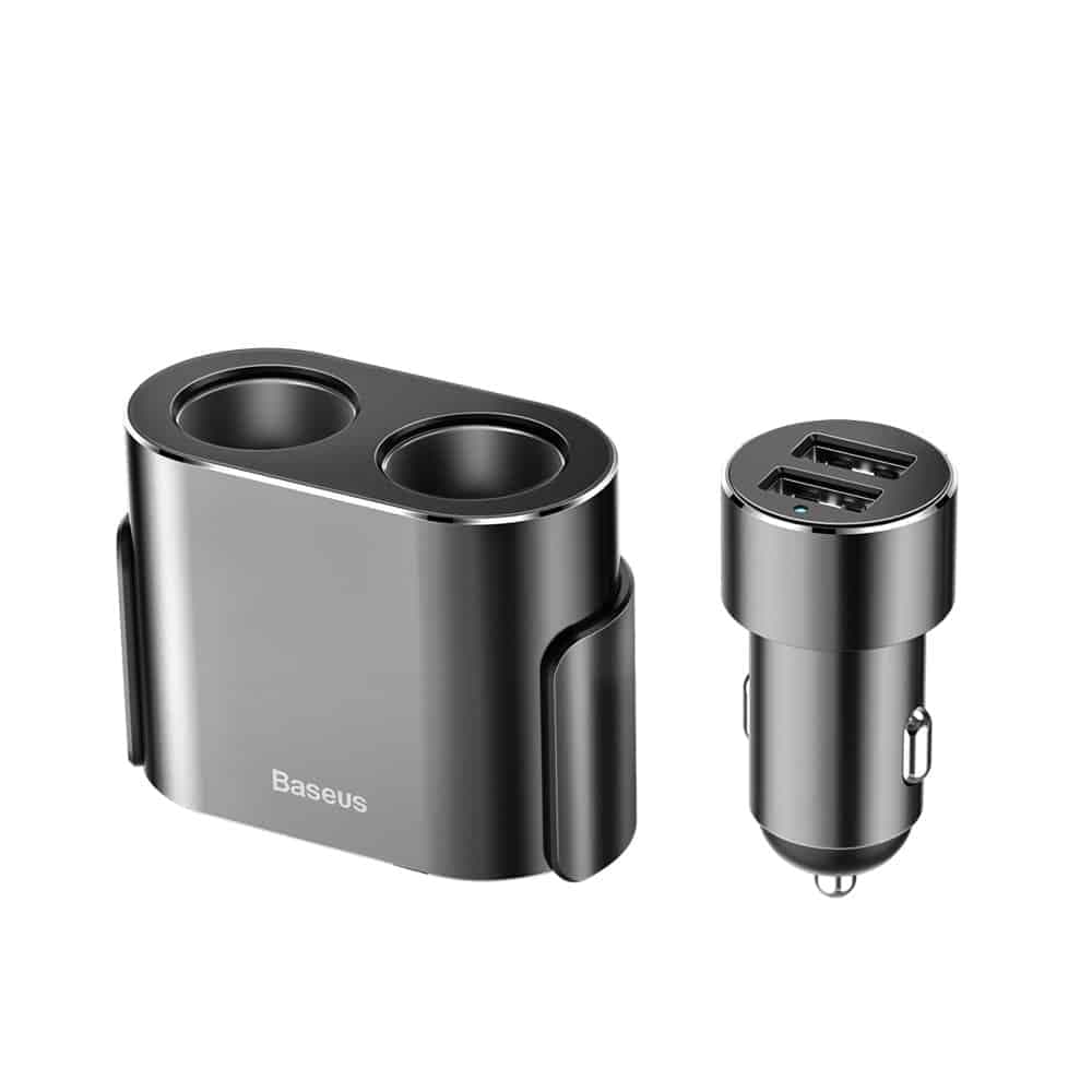Baseus Car Charger Splitter 2x USB 3.1A 17W + 2x Cigarette Lighter Socket 80W black (CRDYQ-01) 2