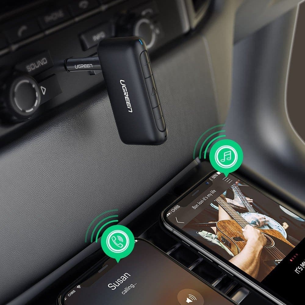 Ugreen Bluetooth 5.0 audio receiver AUX mini jack for car Μαύρο (70303) 8