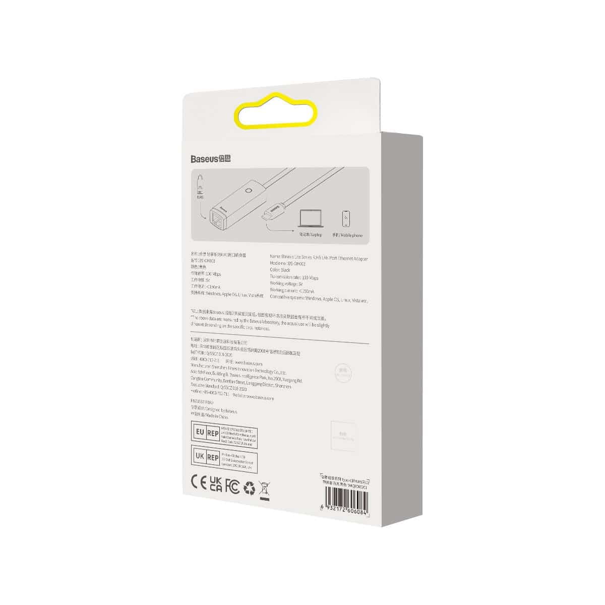 Baseus Lite Series USB Type C adapter - RJ45 LAN socket 100Mbps gray (WKQX000213) 6
