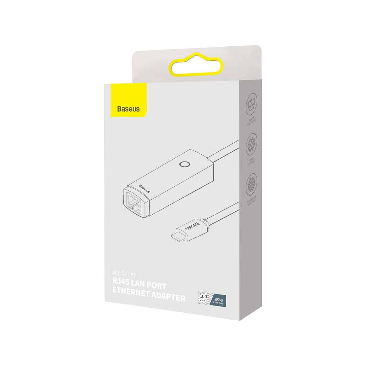 Baseus Lite Series USB Type C adapter - RJ45 LAN socket 100Mbps gray (WKQX000213) 5