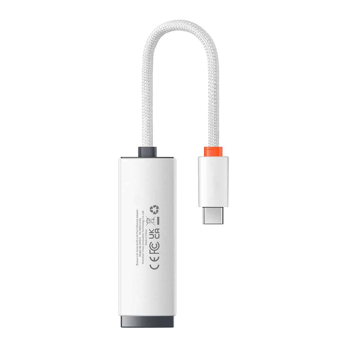 Baseus Lite Series external network card USB Type C - RJ-45 (100Mbps) white (WKQX000202) 2