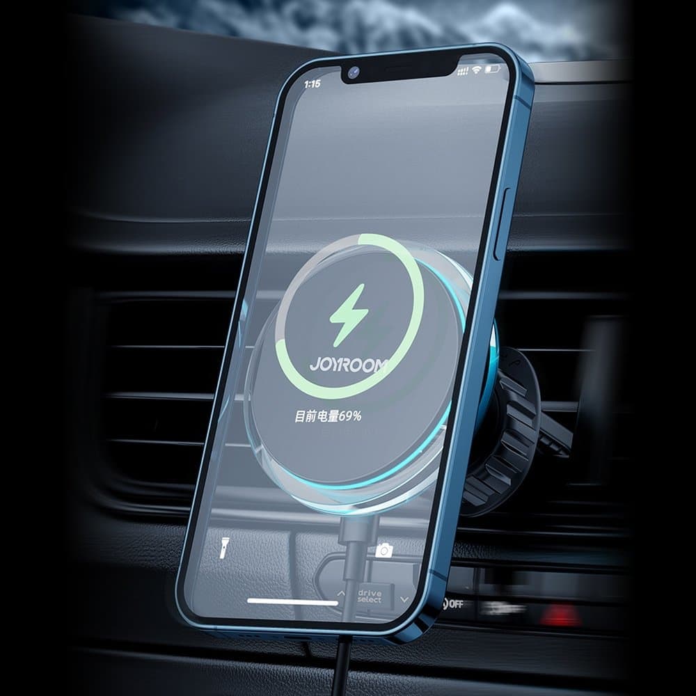 Joyroom Air Vent Car Phone Holder with 15W Qi Wireless Charger (MagSafe Compatible) Ασημένιο (JR-ZS291) 21