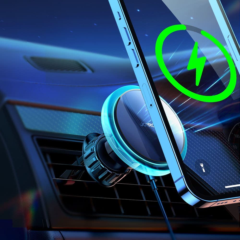 Joyroom Air Vent Car Phone Holder with 15W Qi Wireless Charger (MagSafe Compatible) Ασημένιο (JR-ZS291) 3