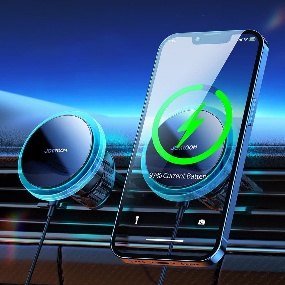 Joyroom Air Vent Car Phone Holder with 15W Qi Wireless Charger (MagSafe Compatible) Ασημένιο (JR-ZS291) 4