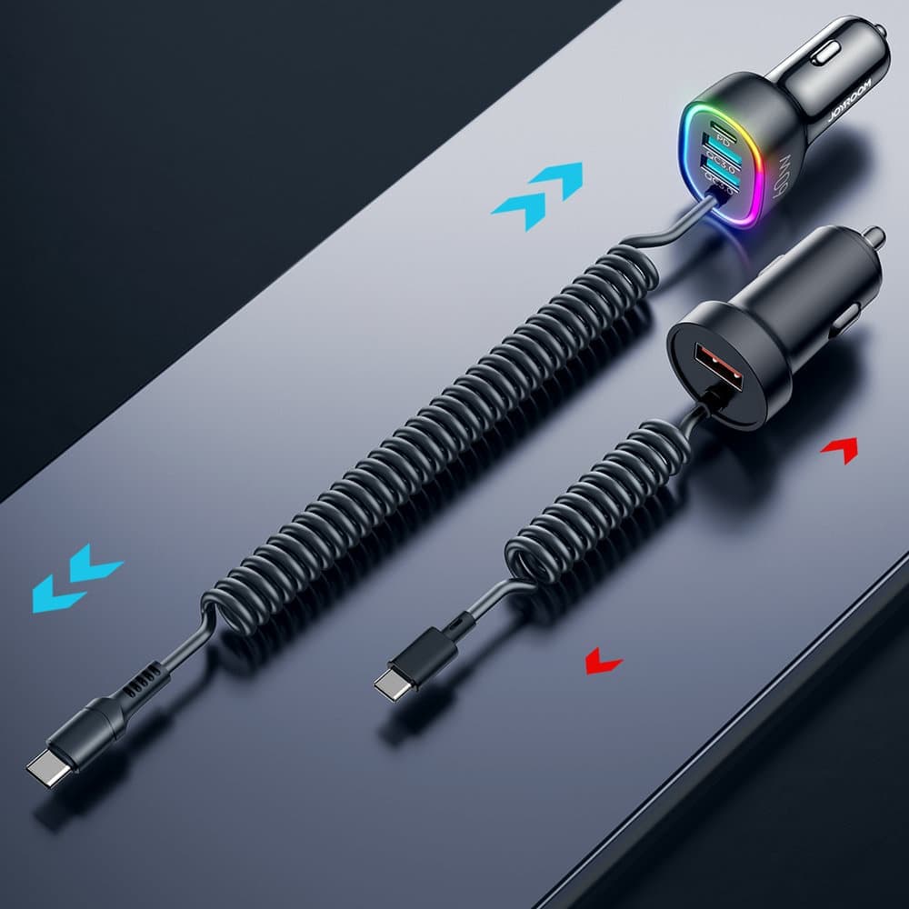 Joyroom 4 in 1 fast car charger PD, QC3.0, AFC, FCP with USB Type C cable 1.6m 60W Μαύρο (JR-CL19) 7