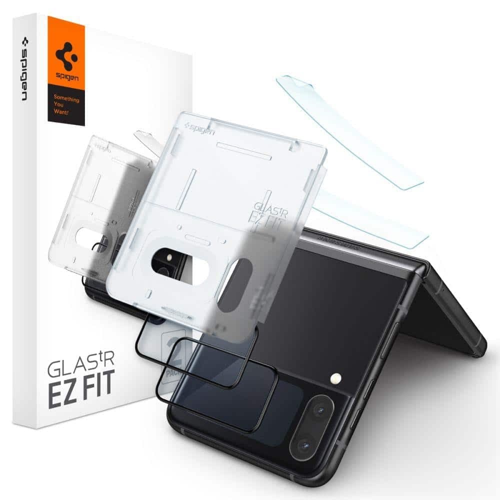 TEMPERED GLASS Spigen GLASS FC "EZ FIT" + HINGE FILM 2-PACK GALAXY WITH FLIP 4 Μαύρο