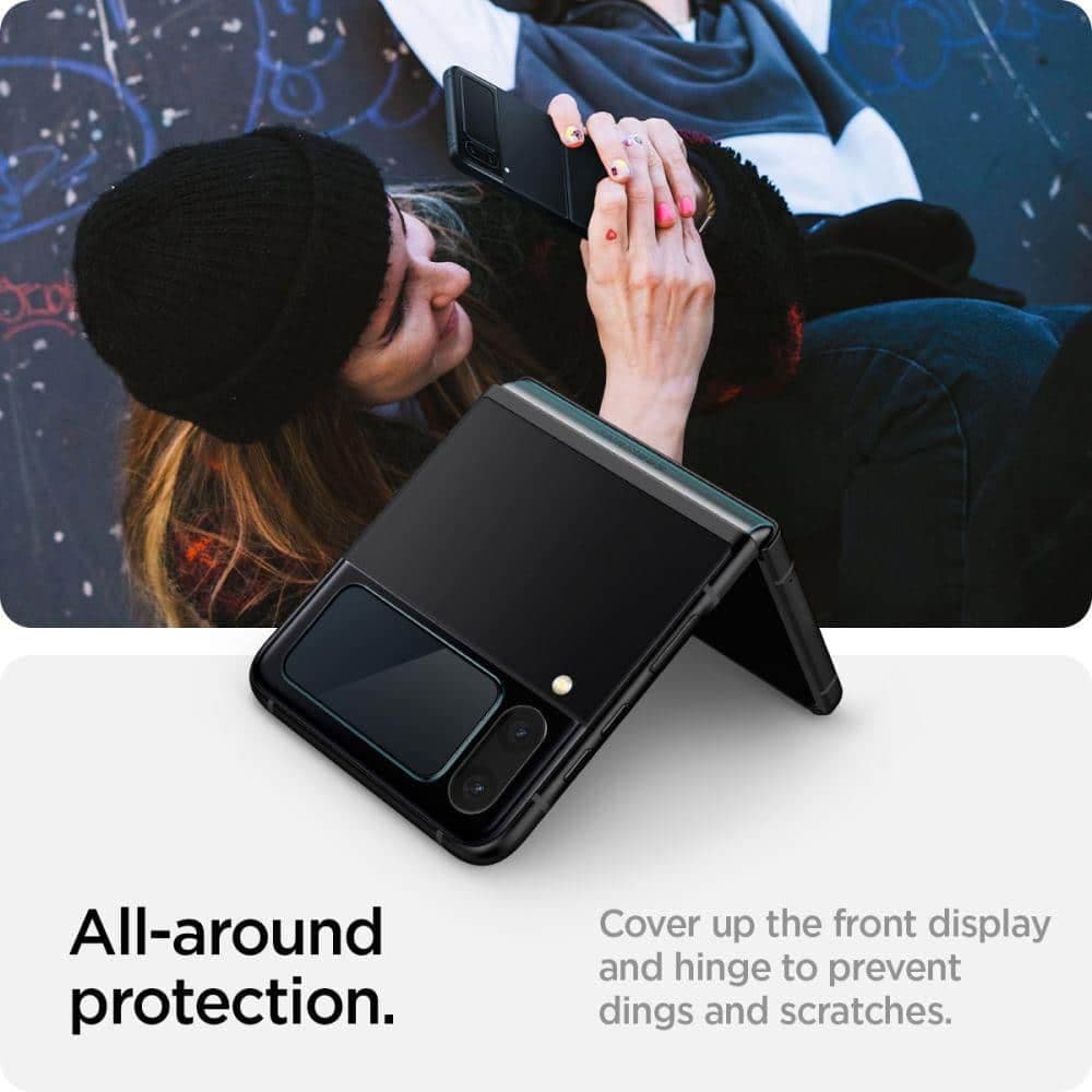 TEMPERED GLASS Spigen GLASS FC "EZ FIT" + HINGE FILM 2-PACK GALAXY WITH FLIP 4 Μαύρο 11