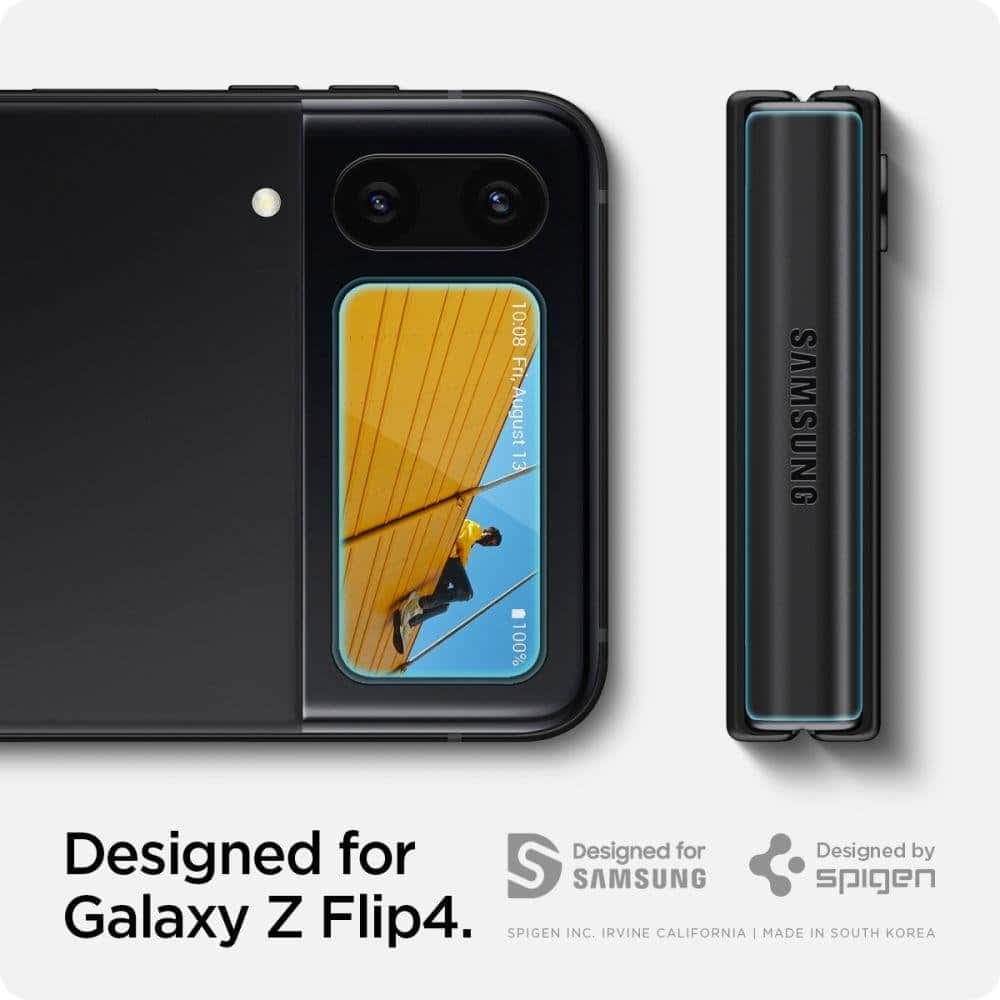 TEMPERED GLASS Spigen GLASS FC "EZ FIT" + HINGE FILM 2-PACK GALAXY WITH FLIP 4 Μαύρο 9