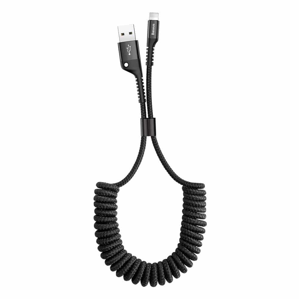 Baseus Fish Eye Spring Data Καλώδιο spring cable USB / Lightning 1M 2A Μαύρο (CALSR-01) 1