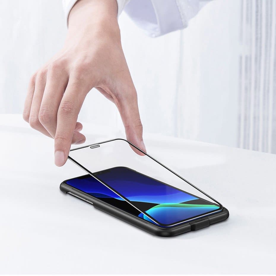Baseus 2x full screen glass with 0.3mm Full Screen frame 9H iPhone 11 Pro / iPhone XS / iPhone X + black positioner (SGAPIPH58-WD01) 15