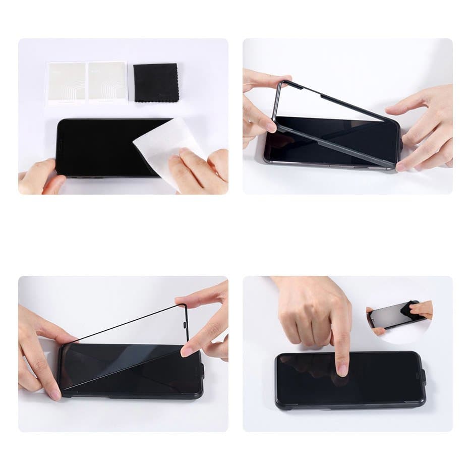 Baseus 2x full screen glass with 0.3mm Full Screen frame 9H iPhone 11 Pro / iPhone XS / iPhone X + black positioner (SGAPIPH58-WD01) 17