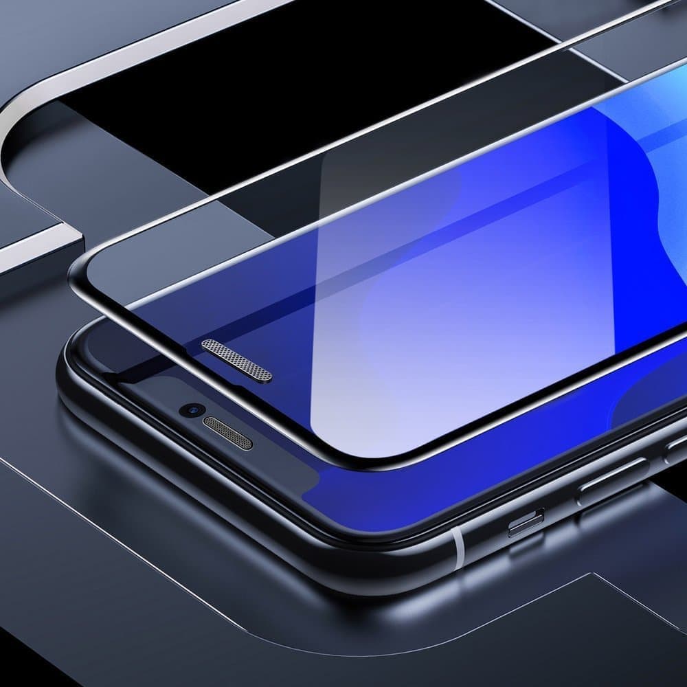 Baseus 2x full screen glass with 0.3mm Full Screen frame 9H iPhone 11 Pro / iPhone XS / iPhone X + black positioner (SGAPIPH58-WD01) 4
