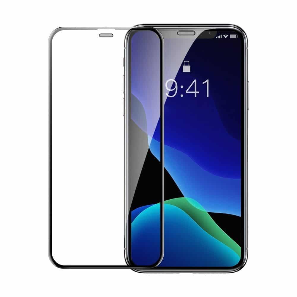 Baseus 2x full screen glass with 0.3mm Full Screen frame 9H iPhone 11 Pro / iPhone XS / iPhone X + black positioner (SGAPIPH58-WD01)
