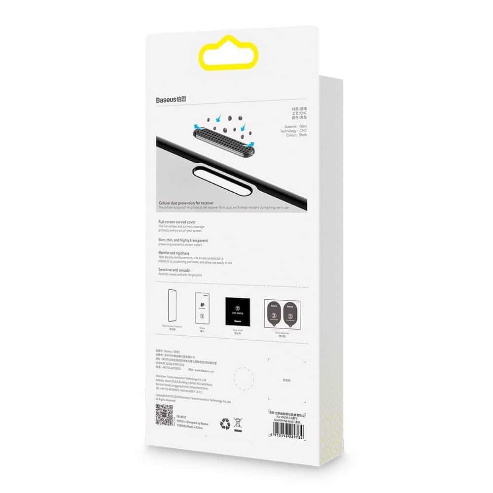 Baseus 2x full screen glass with 0.3mm Full Screen frame 9H iPhone 11 Pro / iPhone XS / iPhone X + black positioner (SGAPIPH58-WD01) 20