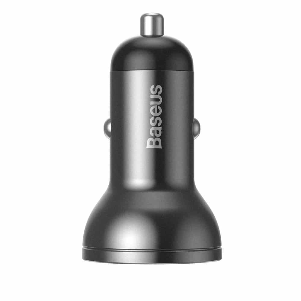 Baseus 2x USB 4.8A 24W car charger with LCD + 3in1 cable USB - USB Type C / micro USB / Lightning 1.2m black (TZCCBX-0G) 4