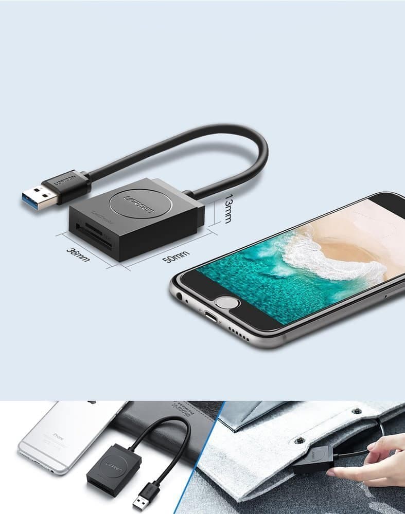 Ugreen SD / micro SD card reader to USB 3.0 Μαύρο (20250) 9