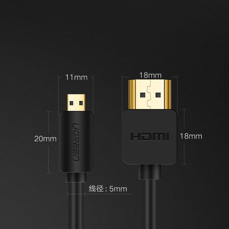 Ugreen cable HDMI - micro HDMI cable 19 pin 2.0v 4K 60Hz 30AWG 1.5m black (30102) 12