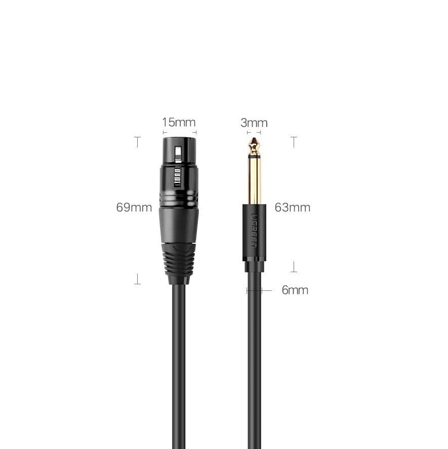 Ugreen audio cable Microphone cable to XLR microphone (female) - 6.35 mm jack (male) 3 m (AV131) 10
