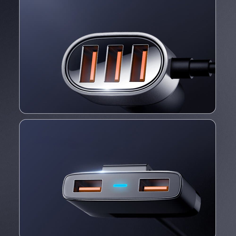 Joyroom fast car charger 5x USB 6.2 A with extension cable black (JR-CL03) 11