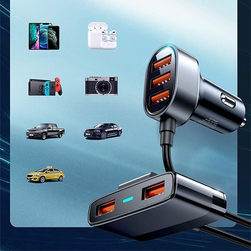 Joyroom fast car charger 5x USB 6.2 A with extension cable black (JR-CL03) 6