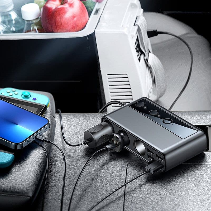 Joyroom 9in1 laptop car charger 154W - 5x USB/1x USB Type C/3x cigarette lighter socket Power Delivery/Quick Charge/PPS/AFC/FCP (JR-CL06) (Μαύρο) 7