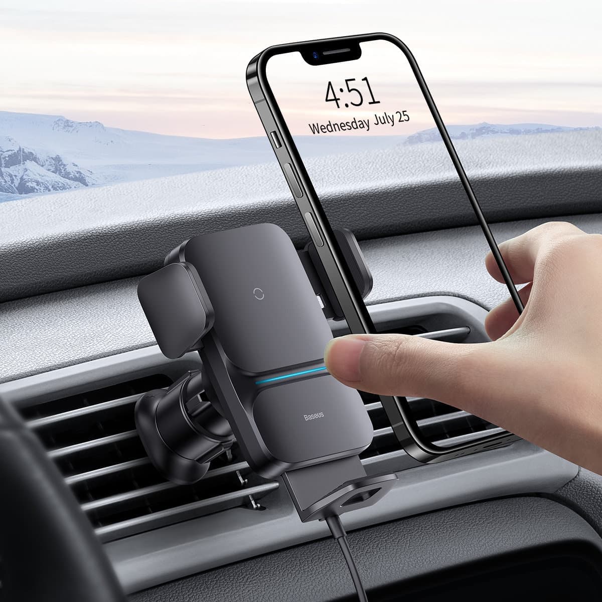 Baseus Wisdom induction charger car phone holder Μαύρο (CGZX000001) 13