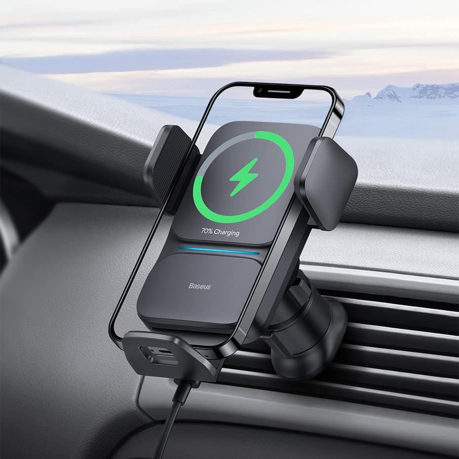 Baseus Wisdom induction charger car phone holder Μαύρο (CGZX000001) 4