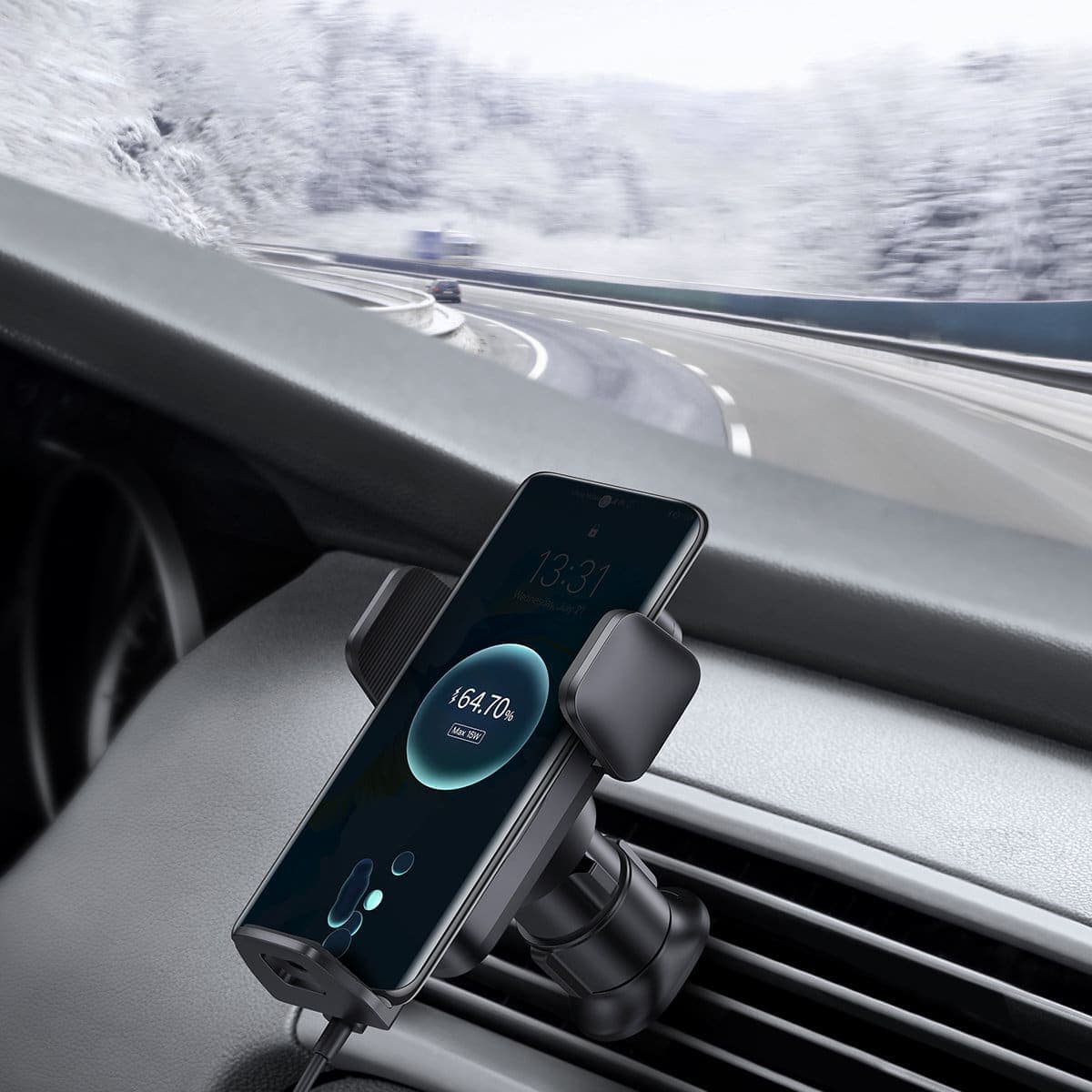Baseus Wisdom induction charger car phone holder Μαύρο (CGZX000001) 21