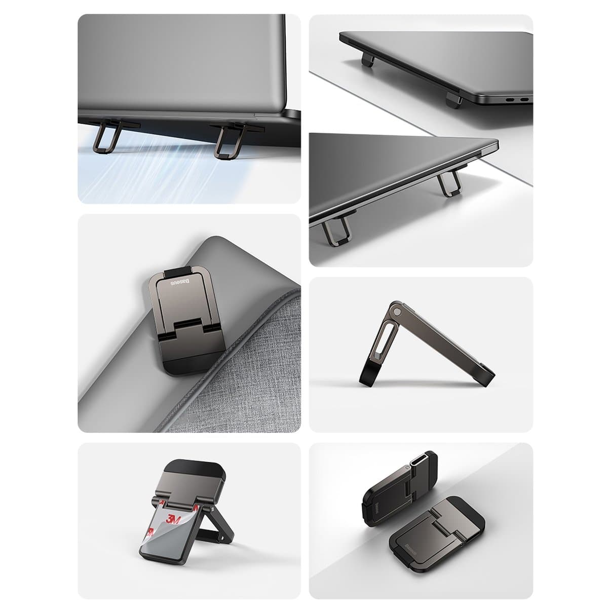 Baseus universal laptop feet stands (2 pcs.) Γκρί (LUZC000013) 15