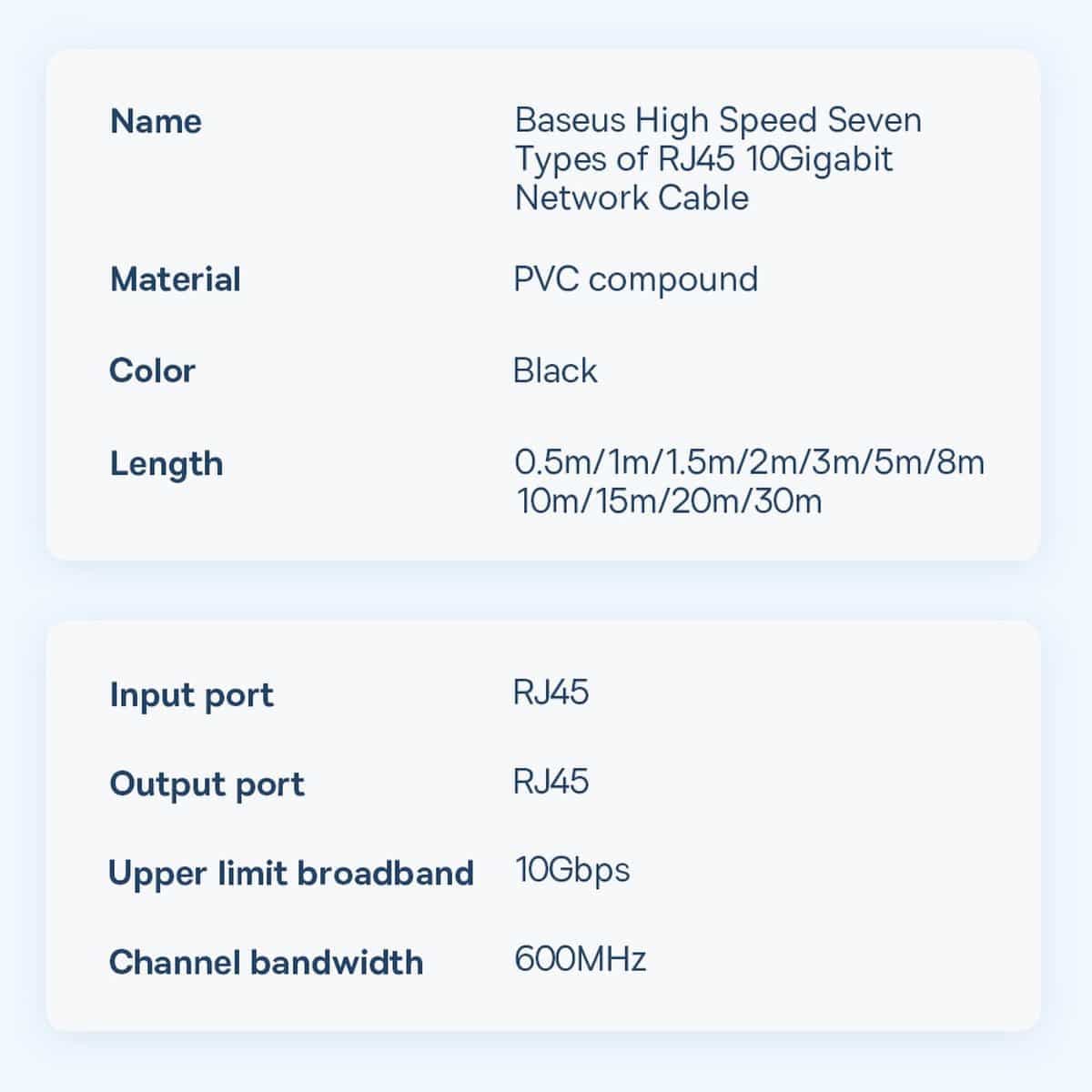 Baseus Speed Seven High Speed RJ45 Network Καλώδιο 10Gbps 1m Μαύρο (WKJS010101) 19