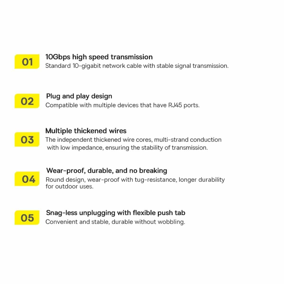 Baseus Speed Seven High Speed RJ45 Network Καλώδιο 10Gbps 1m Μαύρο (WKJS010101) 21