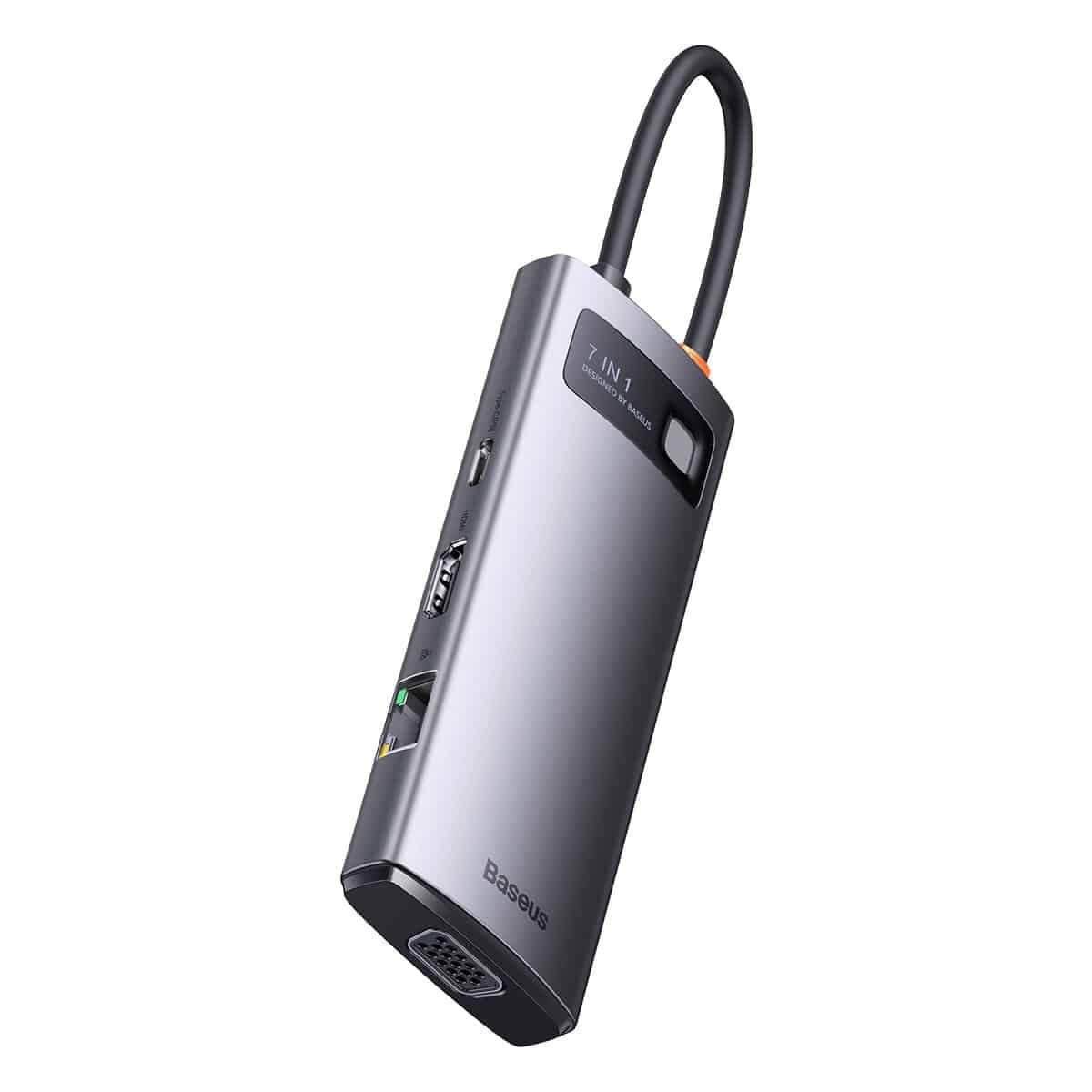 Baseus Metal Gleam Series HUB 7-in-1 USB Type C docking station - 1 x HDMI / 1 x VGA / 3 x USB 3.2 Gen. 1 / 1 x Power Delivery / 1 x RJ-45 Ethernet gray (WKWG040013) 2