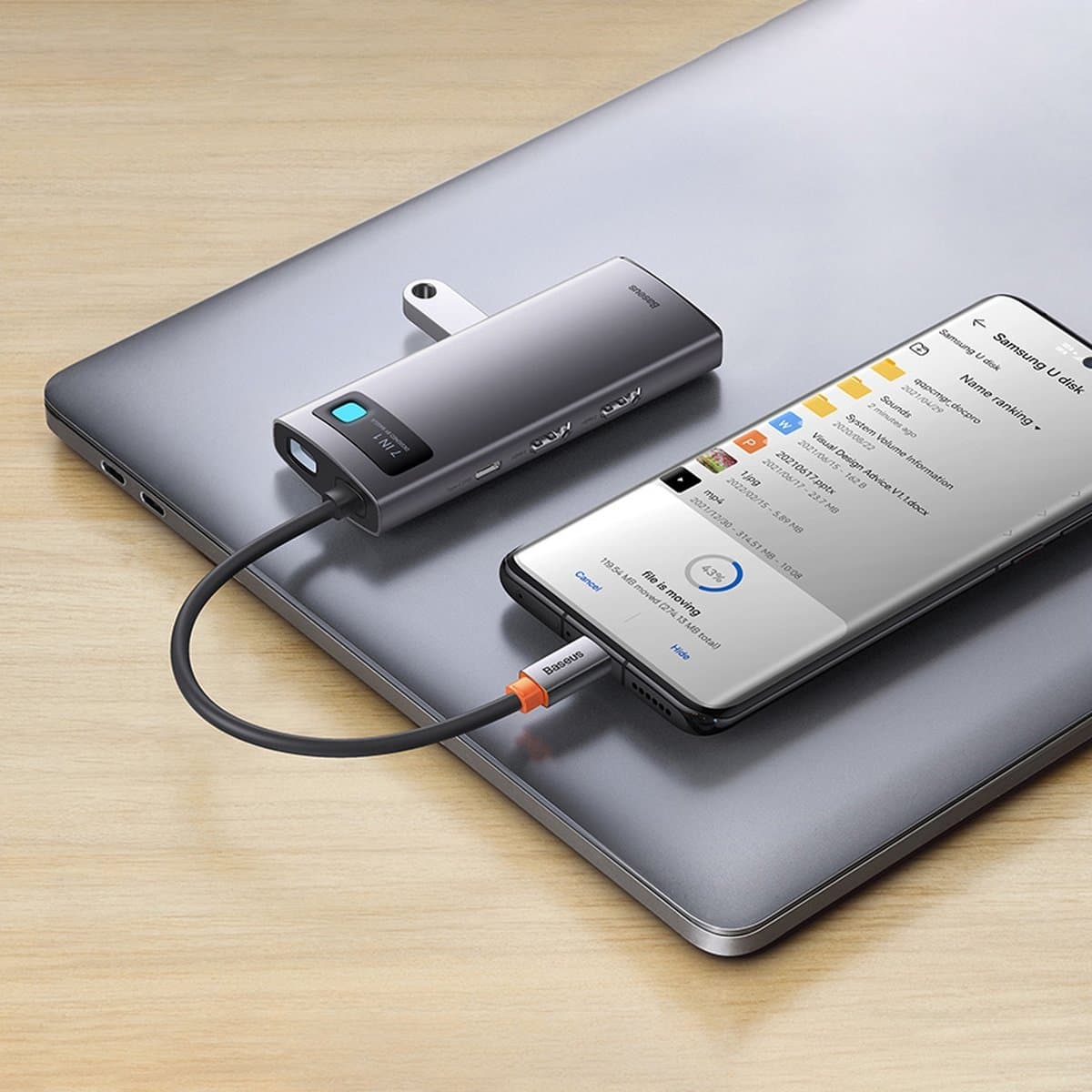 Baseus Metal Gleam Series HUB 7-in-1 USB Type C docking station - 1 x HDMI / 1 x VGA / 3 x USB 3.2 Gen. 1 / 1 x Power Delivery / 1 x RJ-45 Ethernet gray (WKWG040013) 21