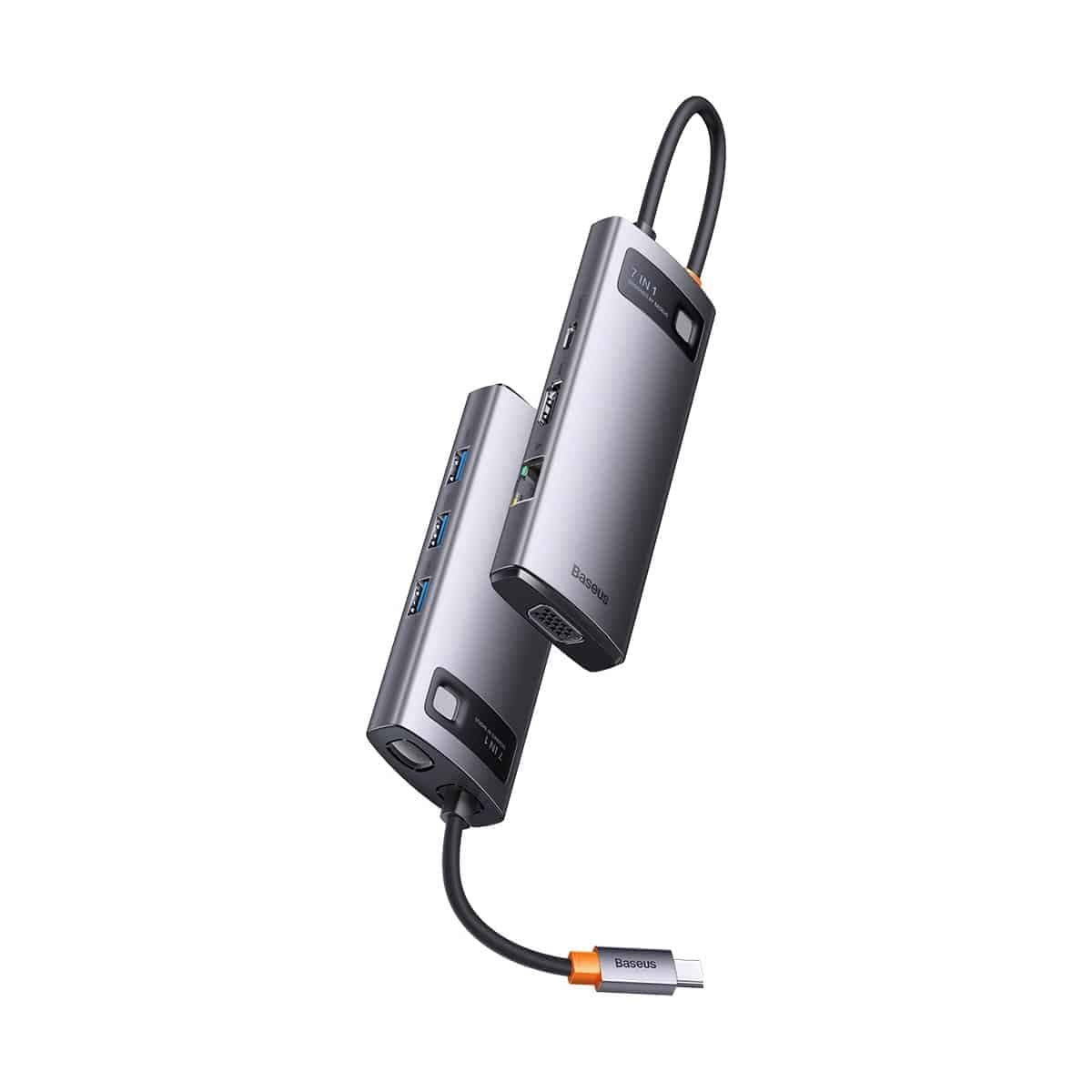 Baseus Metal Gleam Series HUB 7-in-1 USB Type C docking station - 1 x HDMI / 1 x VGA / 3 x USB 3.2 Gen. 1 / 1 x Power Delivery / 1 x RJ-45 Ethernet gray (WKWG040013) 25