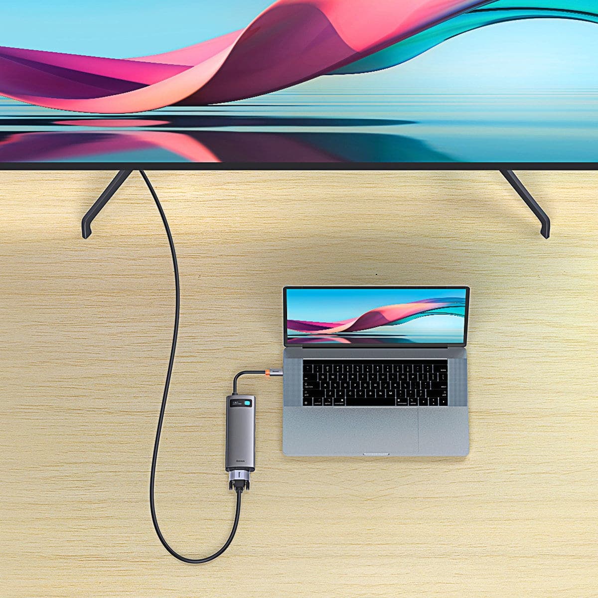 Baseus Metal Gleam Series HUB 7-in-1 USB Type C docking station - 1 x HDMI / 1 x VGA / 3 x USB 3.2 Gen. 1 / 1 x Power Delivery / 1 x RJ-45 Ethernet gray (WKWG040013) 9