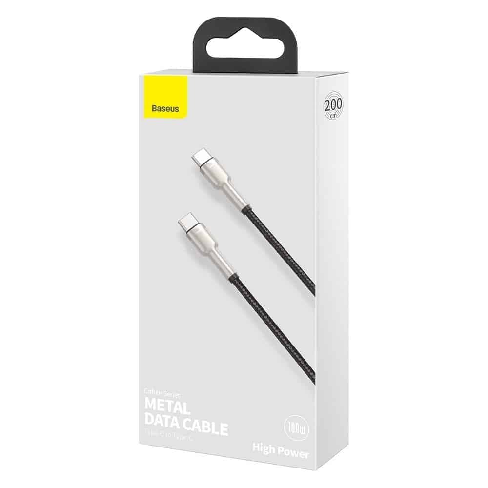 Baseus Cafule Series Metal Data USB Type C - USB Typ C Καλώδιο Power Delivery 100 W (20 V / 5 A) 2 m black (CATJK-D01) 5