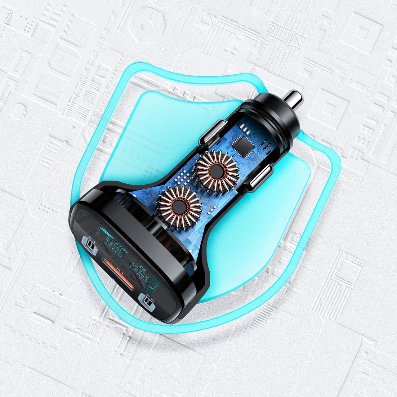 Acefast car charger 101W 2x USB Type C / USB, PPS, Power Delivery, Quick Charge 4.0, AFC, FCP Μαύρο (B5) 15