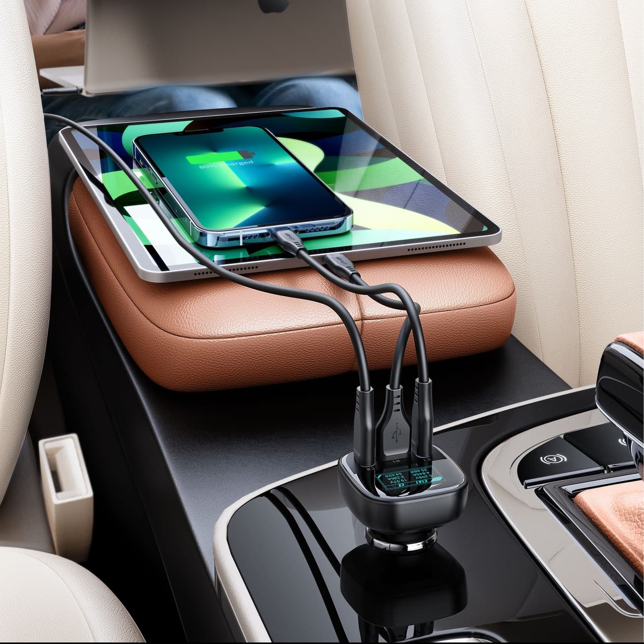 Acefast car charger 101W 2x USB Type C / USB, PPS, Power Delivery, Quick Charge 4.0, AFC, FCP Μαύρο (B5) 10