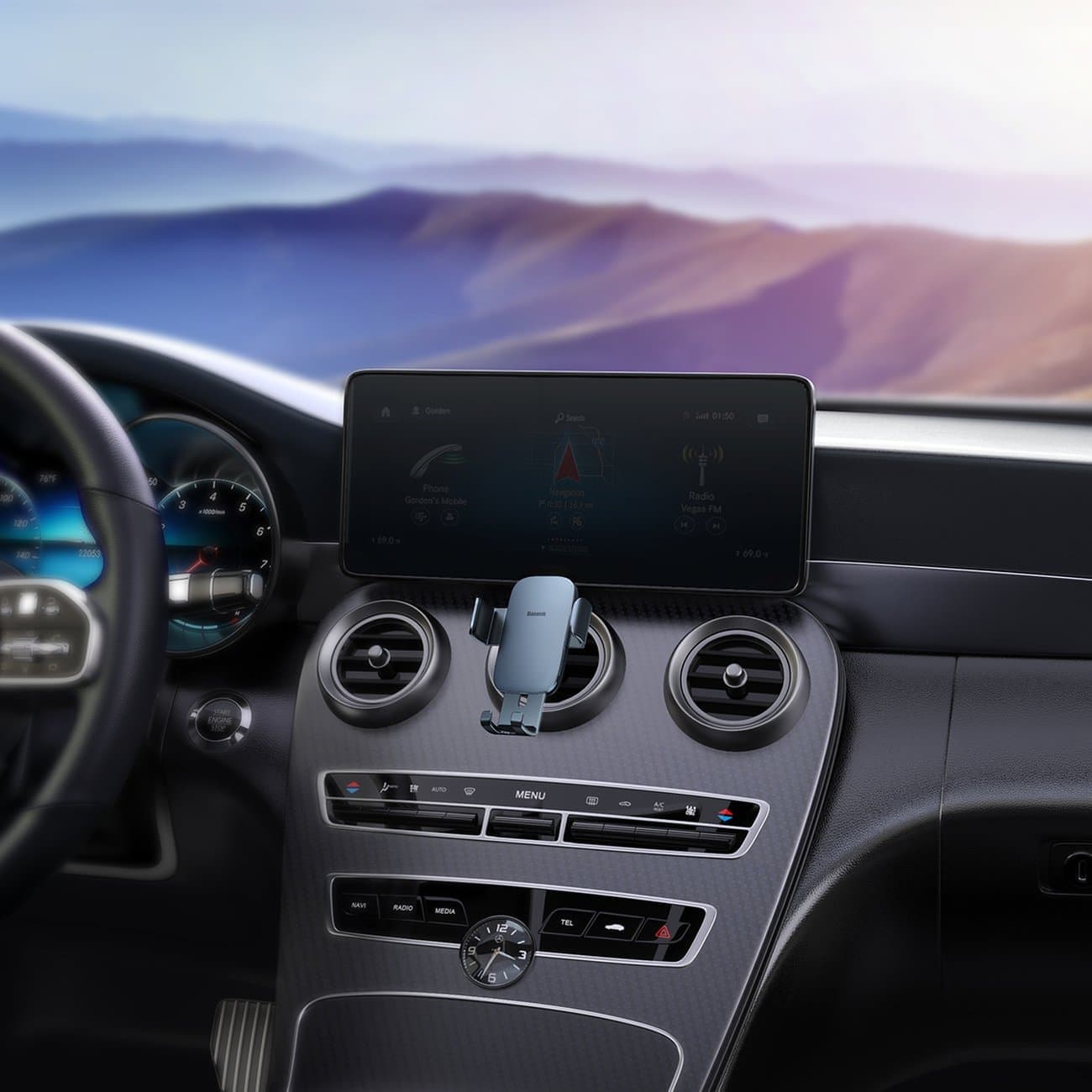 Baseus Metal AgeⅡ gravity holder for round car air vent dark Γκρί (SUJS030013) 12