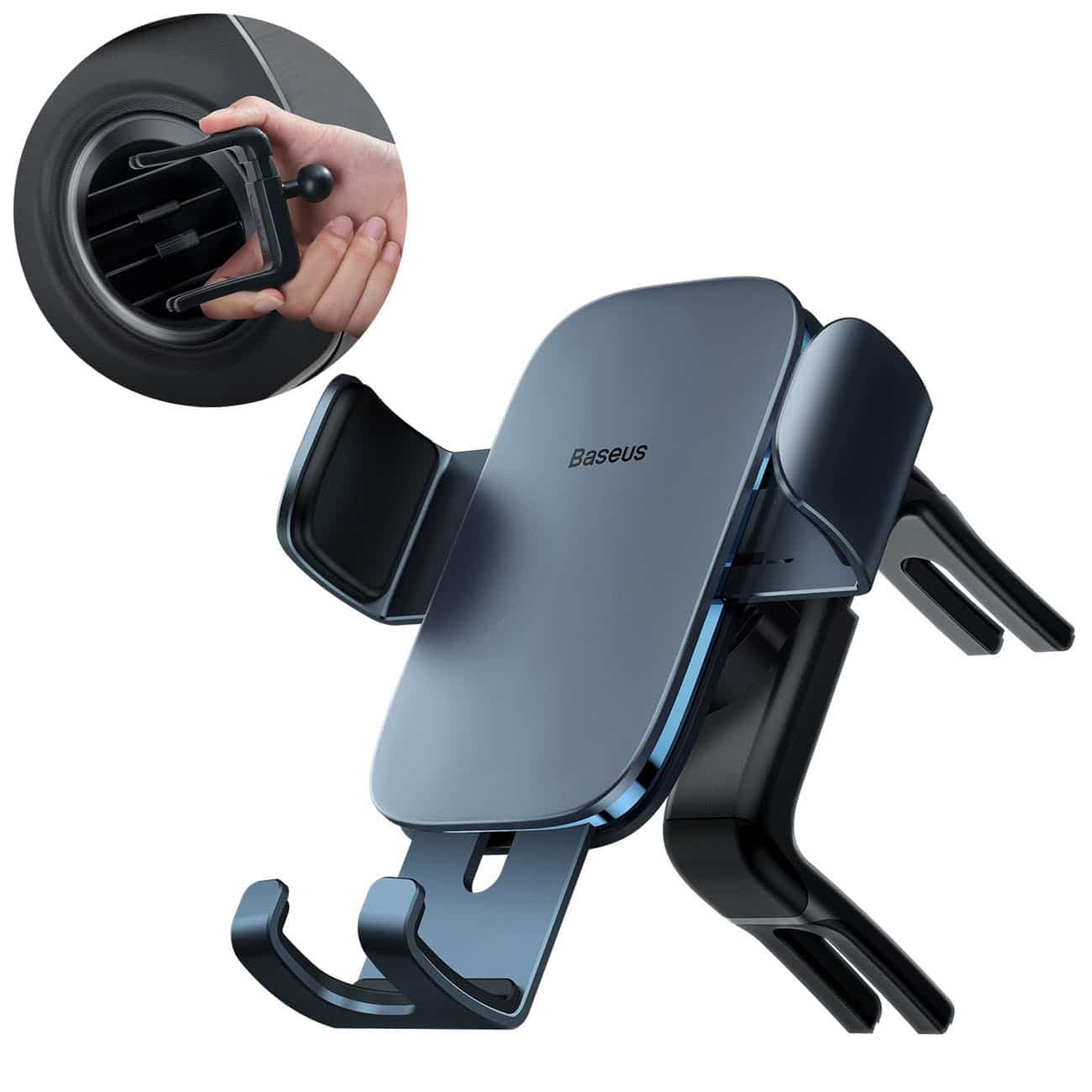 Baseus Metal AgeⅡ gravity holder for round car air vent dark Γκρί (SUJS030013)