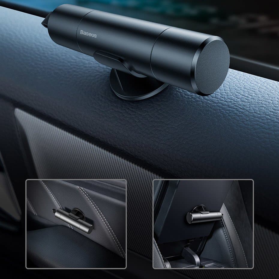 Baseus Sharp Tool Safety Hammer (Window-breaking+Safety belt cutting) Dark gray (CRSFH-0G) 18
