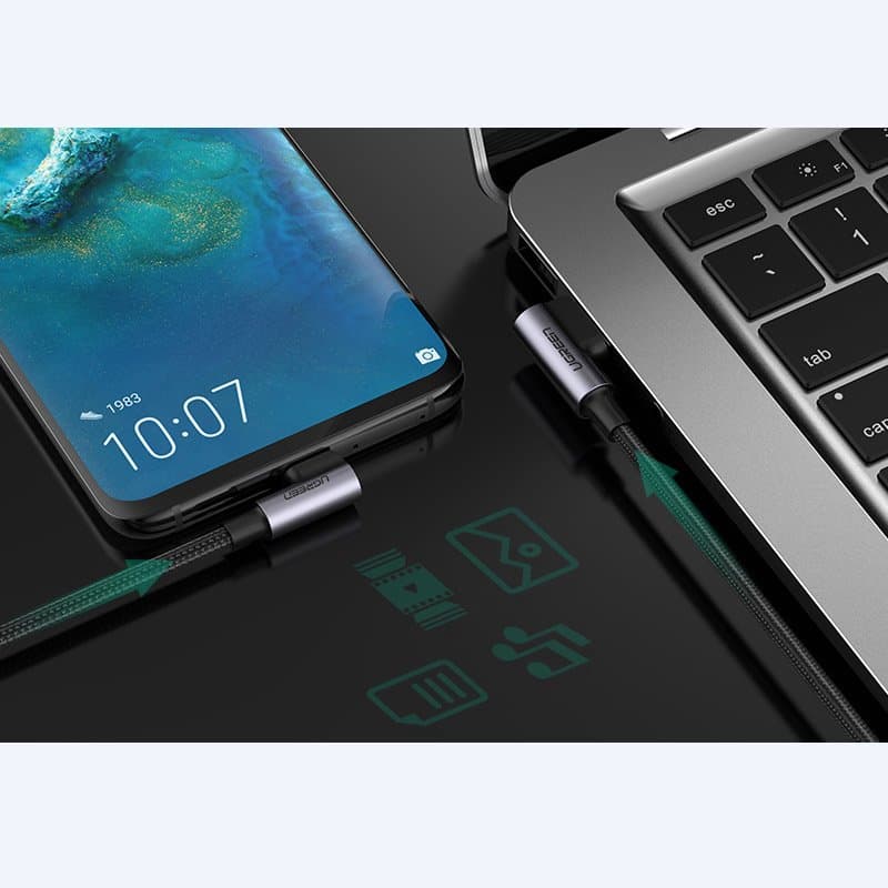 Ugreen angle cable USB cable - USB Type C Quick Charge 3.0 QC3.0 3 A 2 m Γκρί (US176 20857) 4