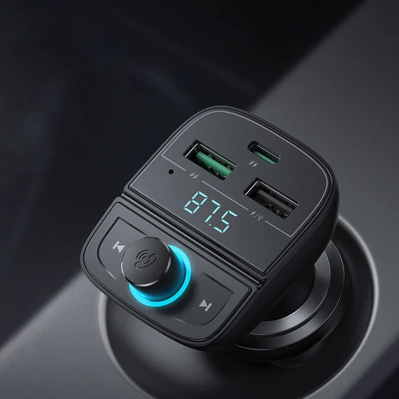 Ugreen FM Transmitter Bluetooth 5.0 MP3 car charger 3x USB TF micro SD 4.8 A black (CD229) 3