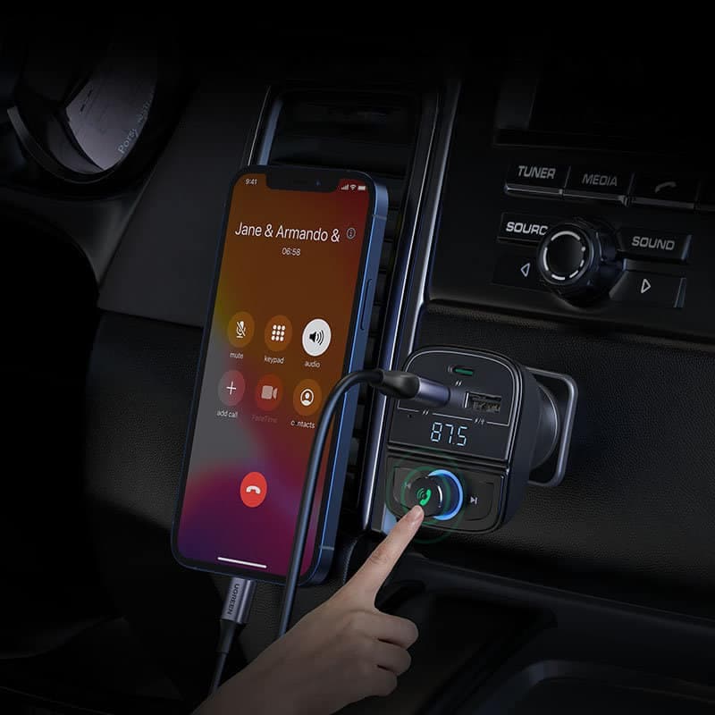 Ugreen FM Transmitter Bluetooth 5.0 MP3 car charger 3x USB TF micro SD 4.8 A black (CD229) 6