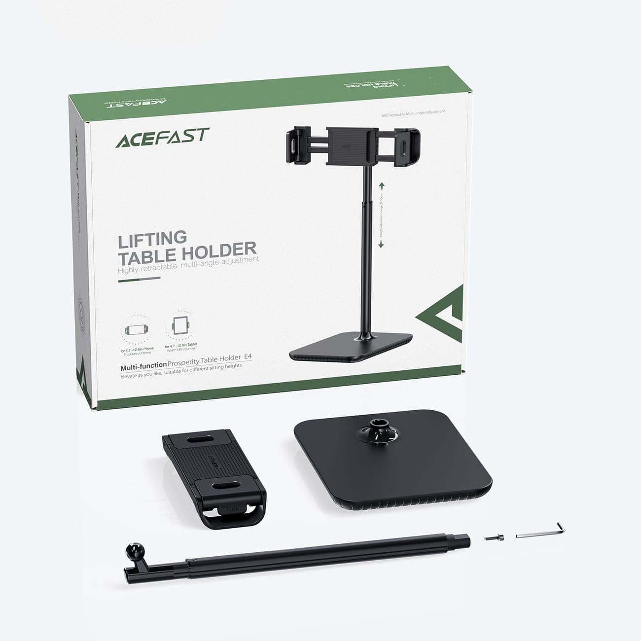 Acefast telescopic phone and tablet holder (135-230mm wide) for the desk 360 ° Μαύρο (E4 Μαύρο) 11